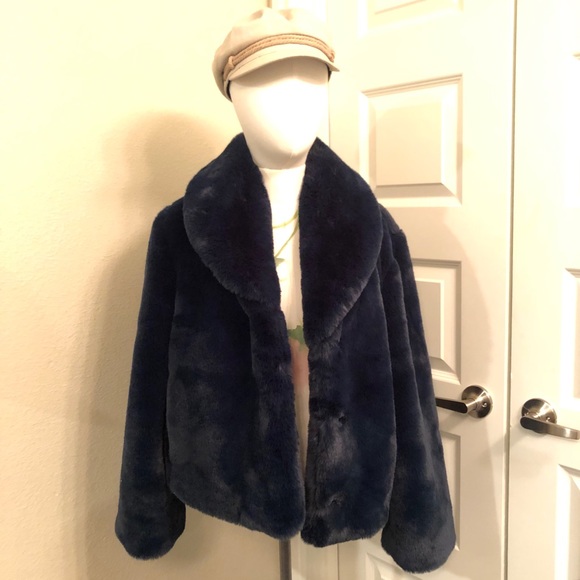 ♥️H&M Teal Faux Fur Jacket - Picture 6 of 9